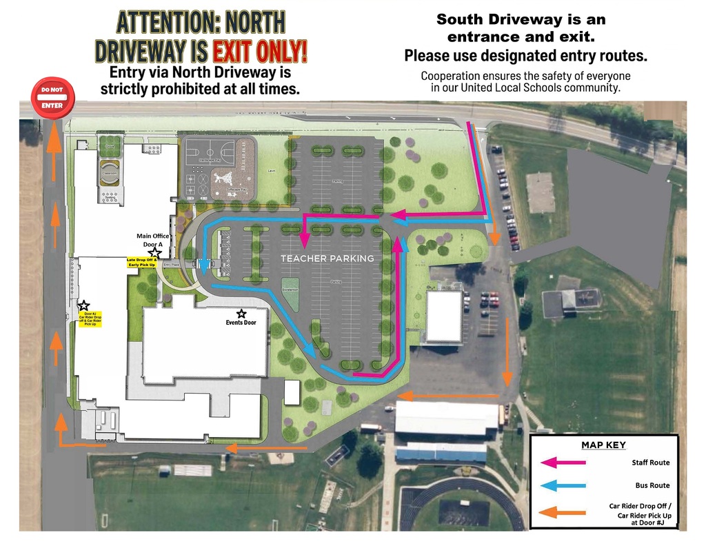 North Driveway is Exit Only!