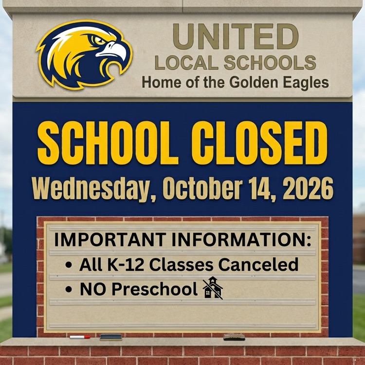 United Local will be closed tomorrow, Wednesday, October 14, 2026