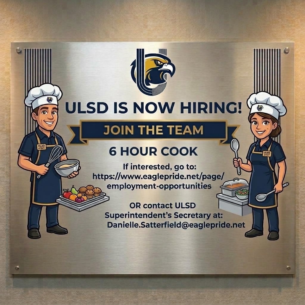 NOW HIRING: Join the Eagle Team! United Local School District is looking for a dedicated individual to join our team! If you're looking for a great community atmosphere, and a chance to make a difference for our students, we’d love to have you. District Open Position: 6 Hour Cook How to Apply: Online: Visit our website directly to fill out an application at: https://www.eaglepride.net/page/employment-opportunities Direct Contact: Reach out directly to Danielle Satterfield, Superintendent's Secretary, at Danielle.Satterfield@eaglepride.net for questions or more details. Help us keep our schools running smoothly and safely. Share this post with anyone who might be a great fit!
