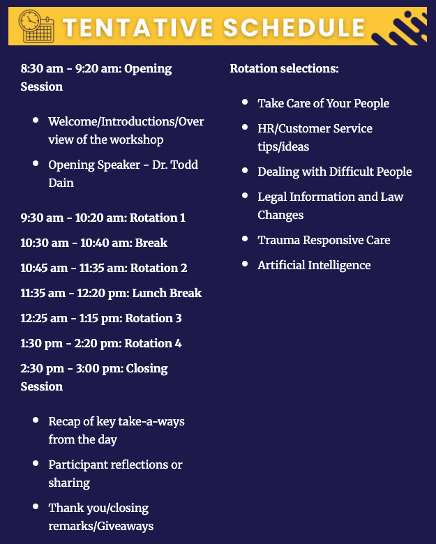 Tentative Schedule