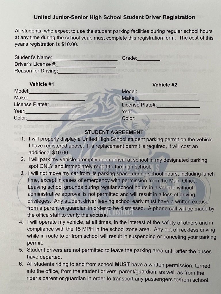Student Driver Registration - Page 1