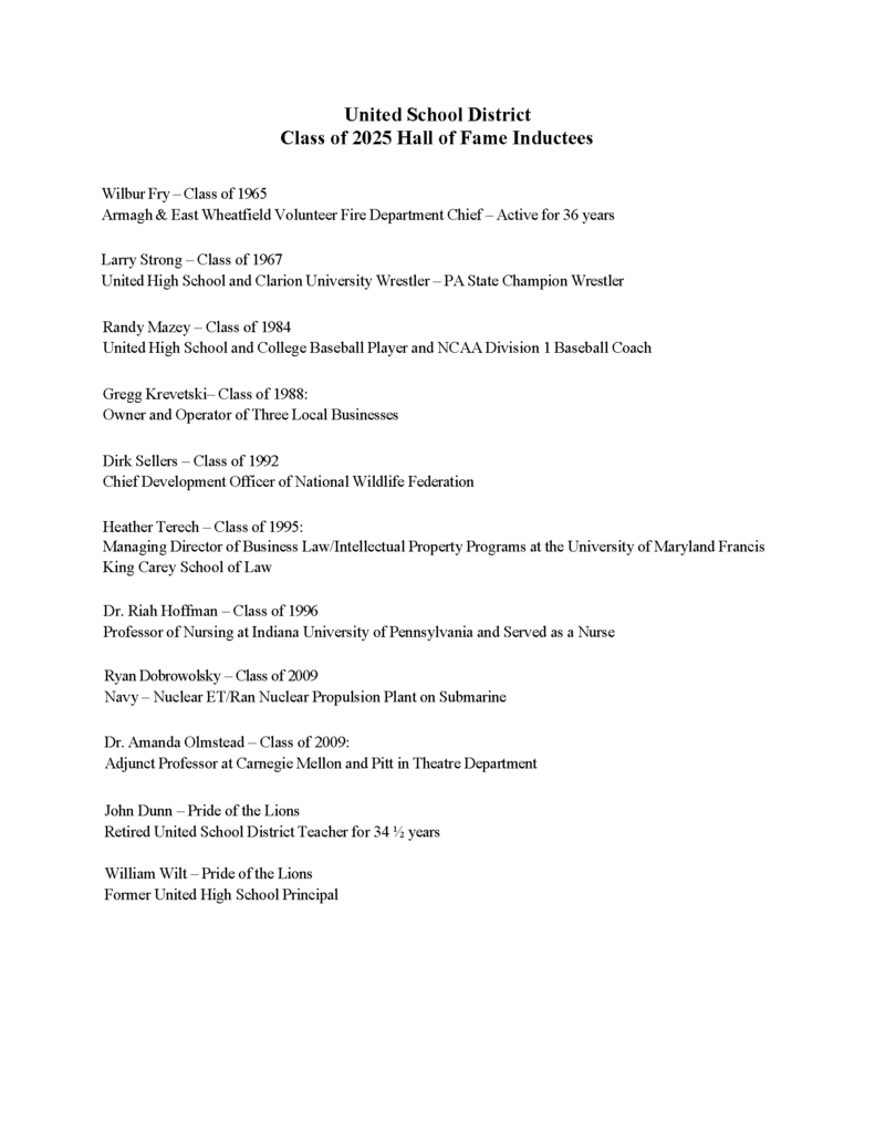 USD - Hall of Fame Inductees 2025