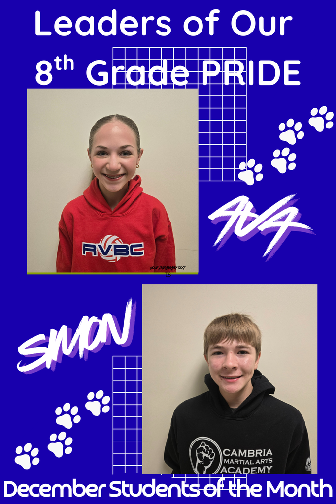 8th grade student of the month for December