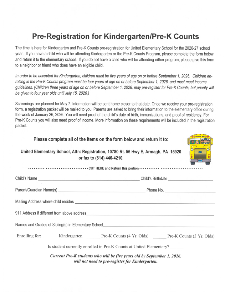 PreK and Kindergarten Registration