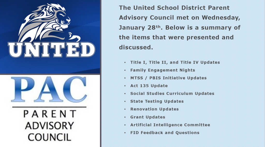 Parent Advisory Council Meeting Notes