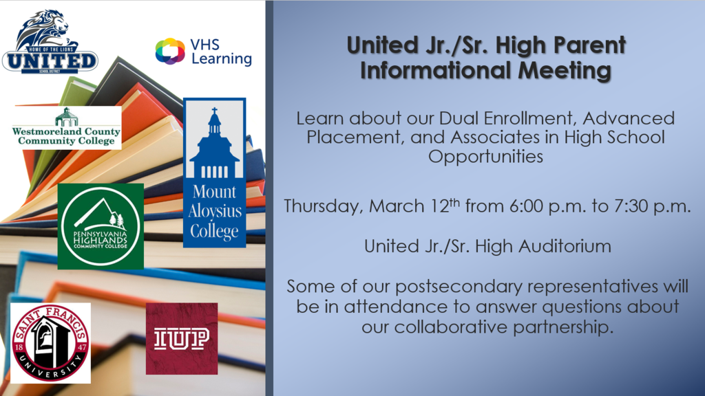 Dual Enrollment Parent Informational Meeting - March 12th @ 6:00 p.m.