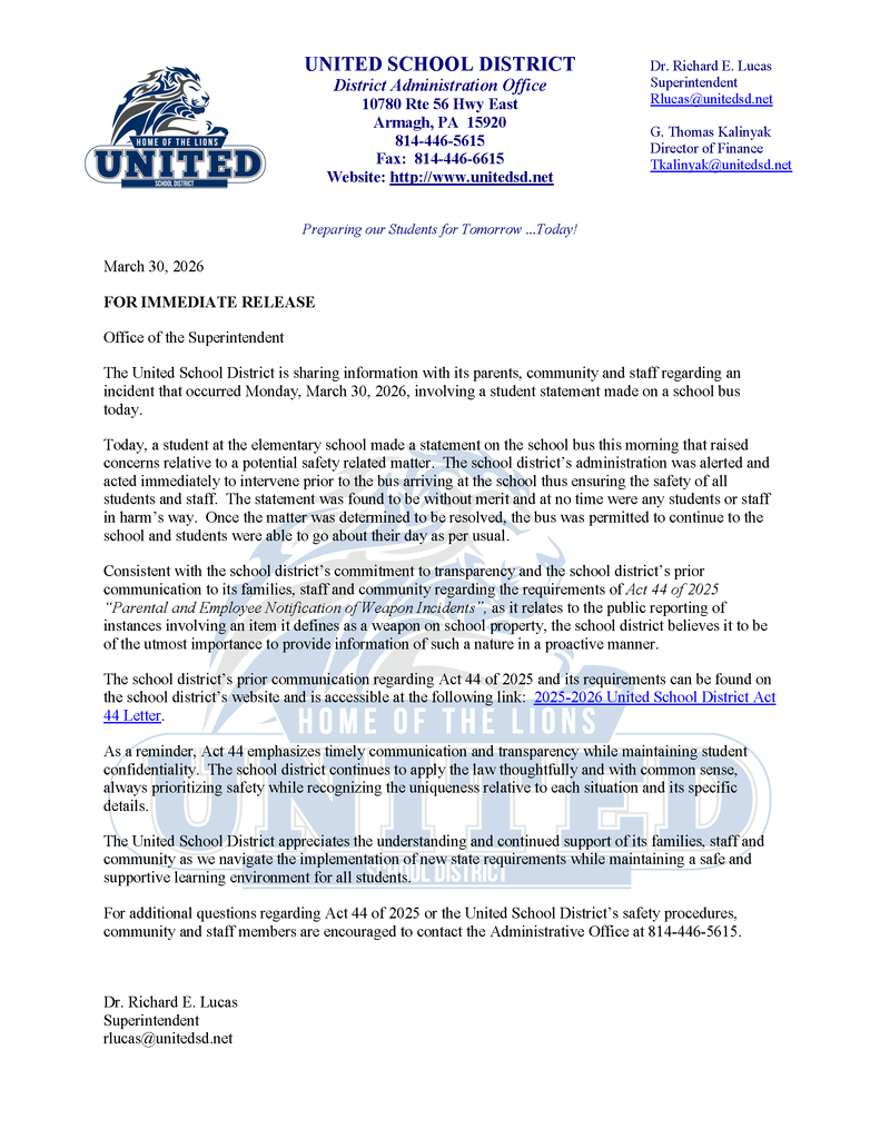 Act 44 Notification 03.30.26