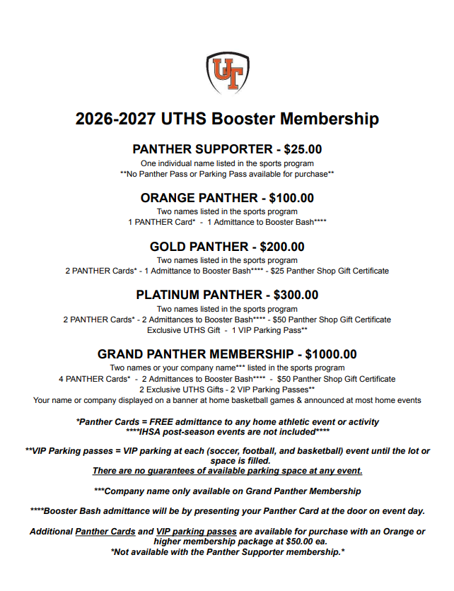 Image of Booster Membership Letter page one. The UT crest is located at the top of the page.