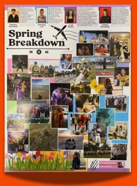 Image of cover of yearbook Spring supplement. Includes pictures of students participating in a variety of activities during the Spring semester of 2024-2025 school year.
