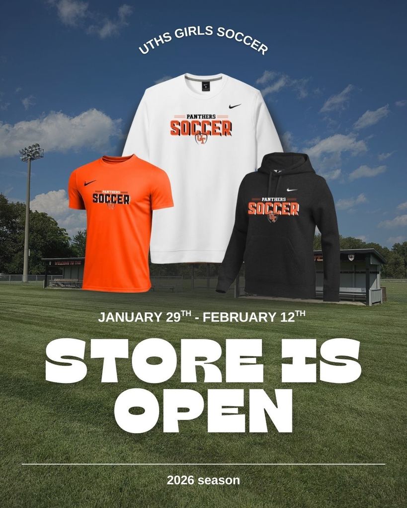 Image of a soccer pitch with an orange t-shirt, white crew neck sweatshirt, and a black hoodie.