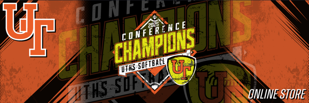 T-shirt Logo for the UTHS Softball WB6 Conference Champions swag. A link to the online store is included.