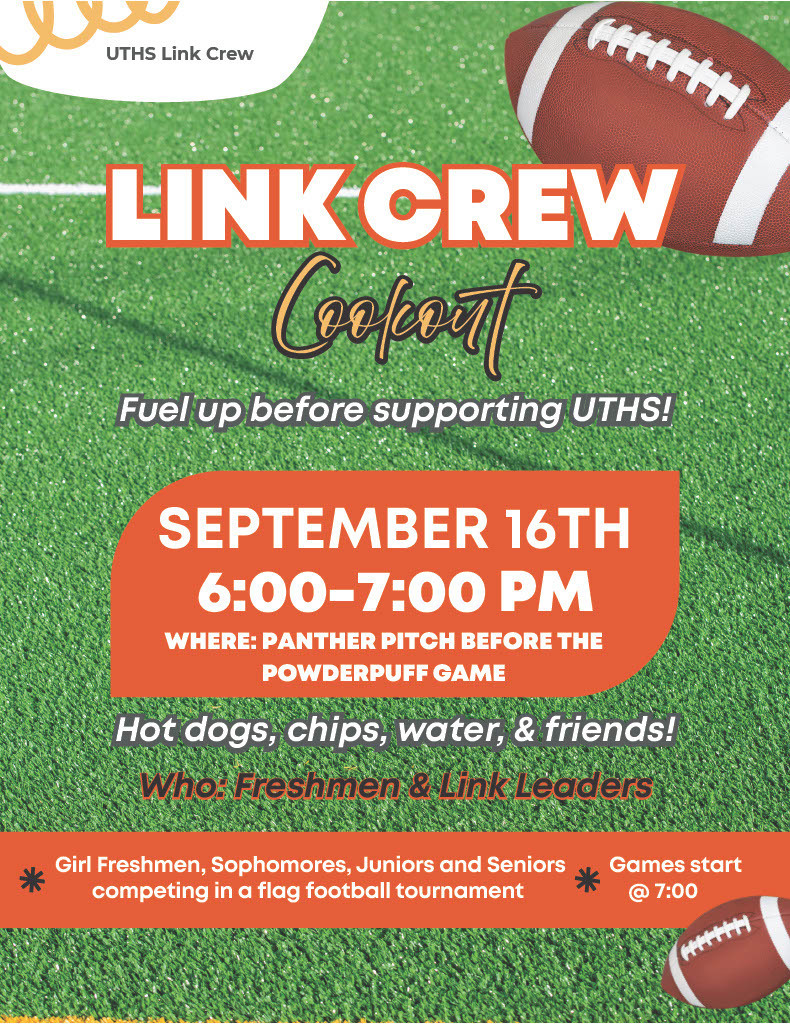 Link Crew Cookout Flyer - Rescheduled for September 16th 6-7 PM