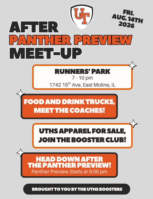 Infographic about After Panther Preview Meet-Up event. UTH S Crest located at top center.