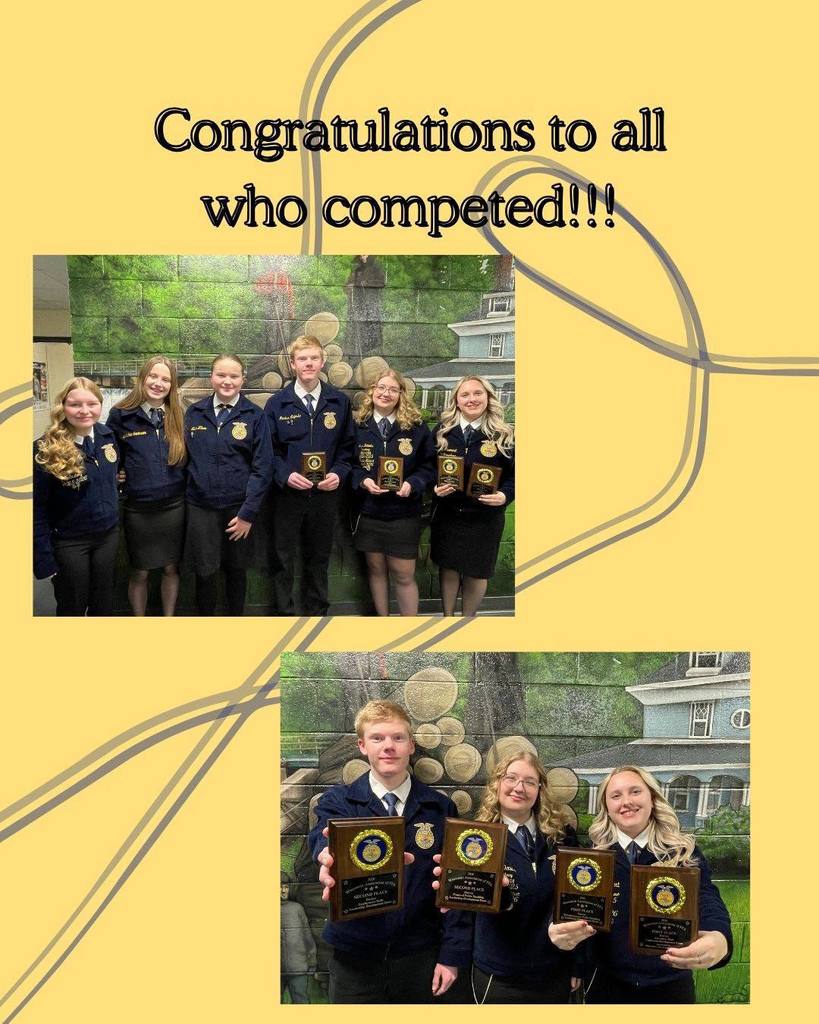 poster congratulating all FFA members who competed in the District 2 Competition
