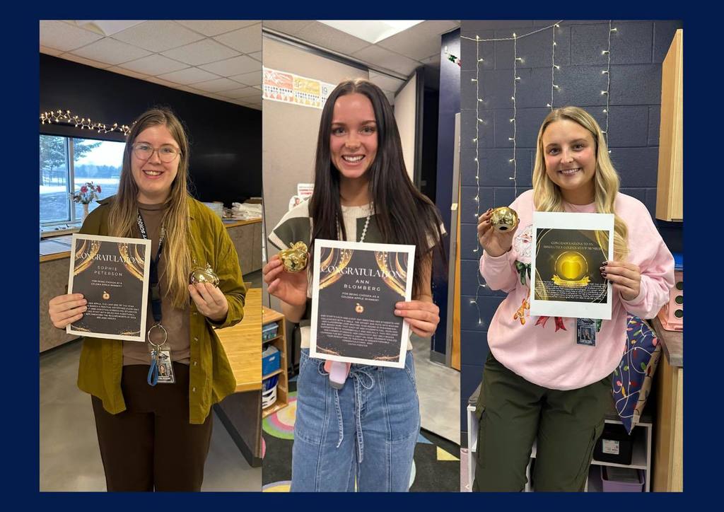 Picture of three teachers who recieved the golden apple award 