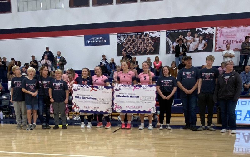 check presentation to the Haroldson and Stanley/Hutton families for $5,268.50 each
