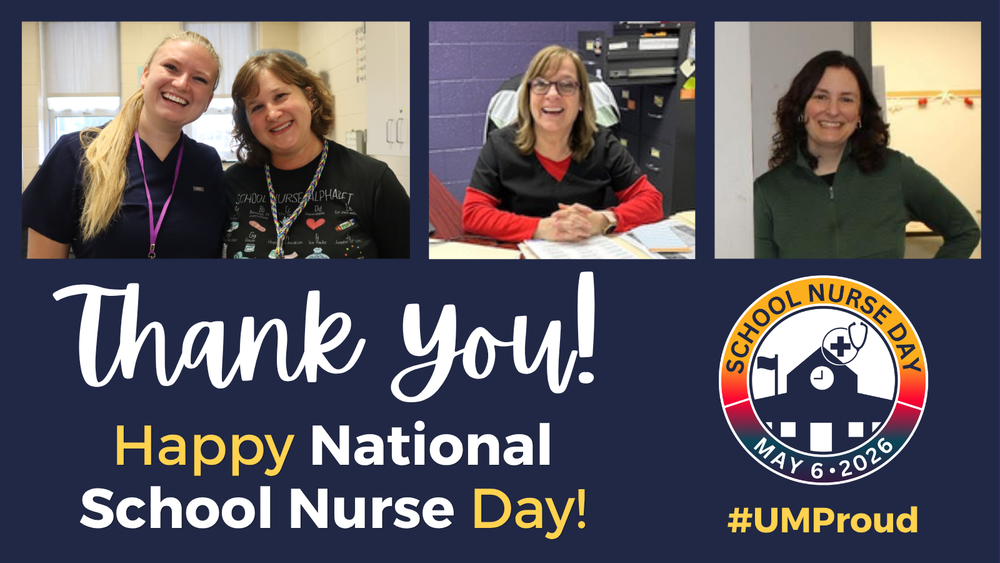 Collage of three school nurses with a banner celebrating National School Nurse Day, dated May 6, 2026.