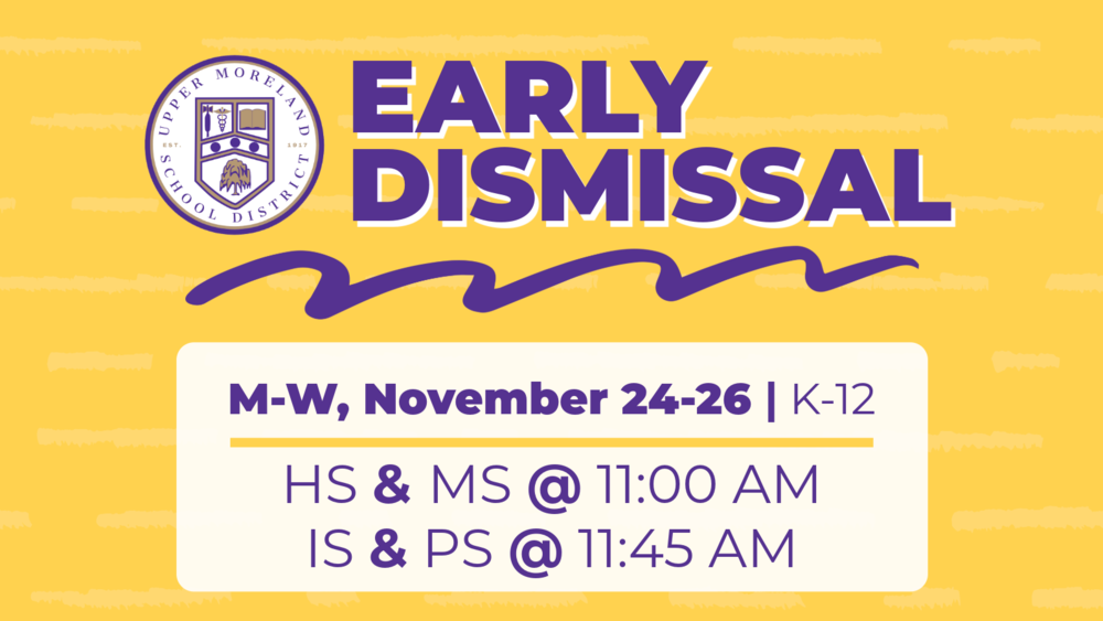 School announcement for early dismissal on November 24-26.