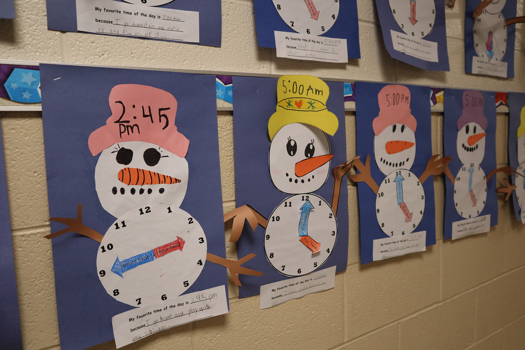 Art of snowmen in hallway