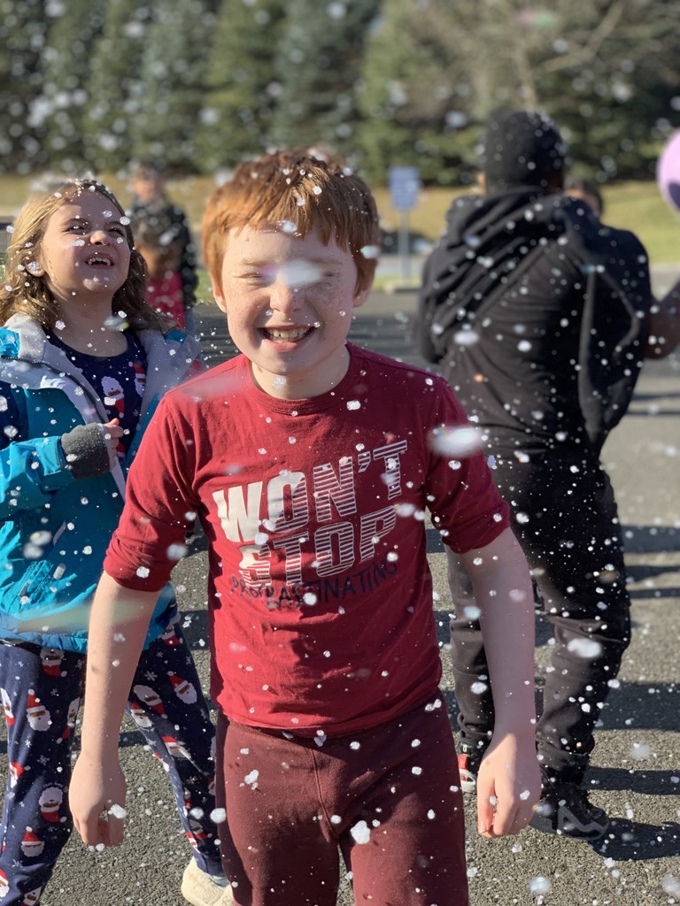 Students at the intermediate school playing in the 'snow'