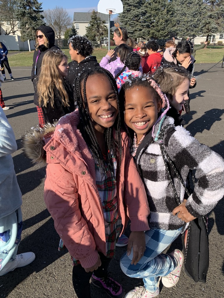 Students at the intermediate school playing in the 'snow'