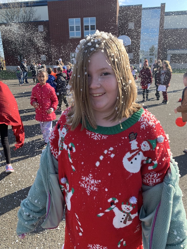 Students at the intermediate school playing in the 'snow'