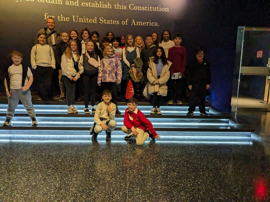 UMIS Students posing for a group photo with Dr. Bair at the Constitution Center