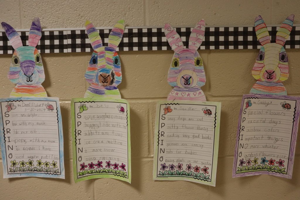 Spring artwork of bunnies