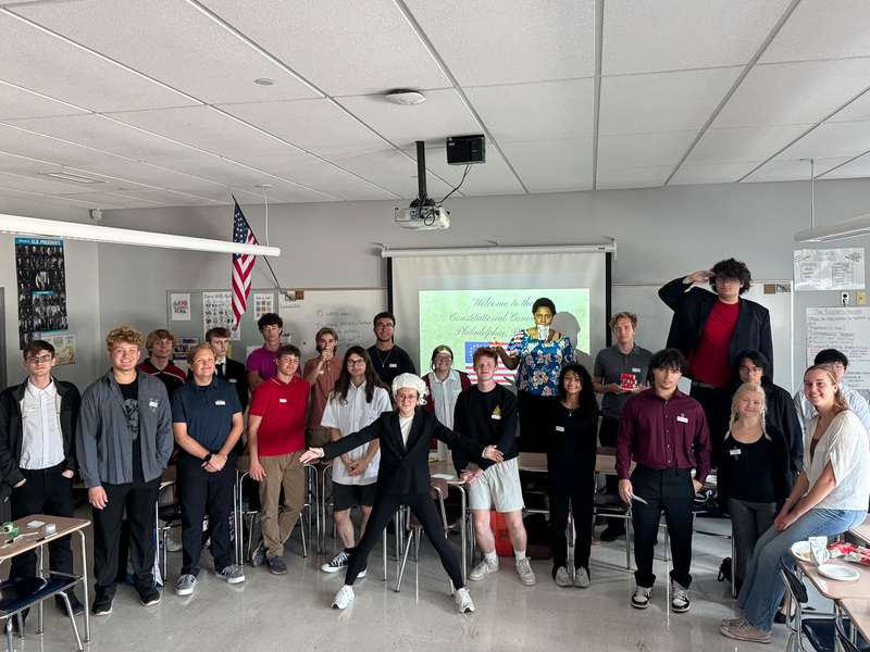 Students pose in a group during their Constitutional Convention