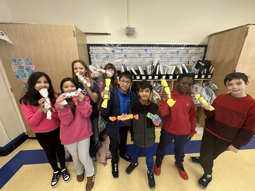 Students from Mrs. Chiellini's class with their time capsules 