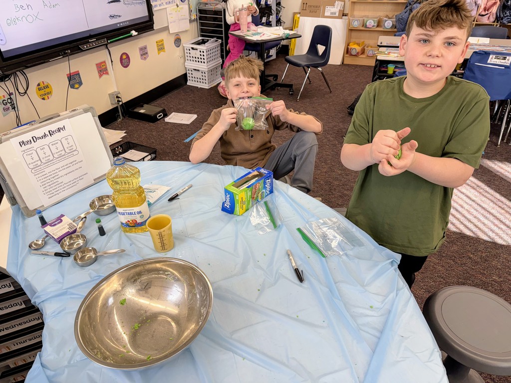 Students using fractions and following a recipe to make play dough! 