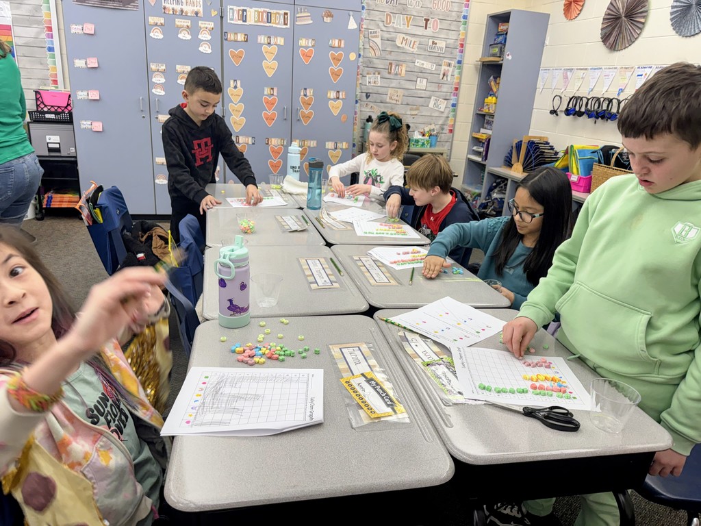 Students from Mrs. Decker's class working on  a St. Patrick's day Math activity!
