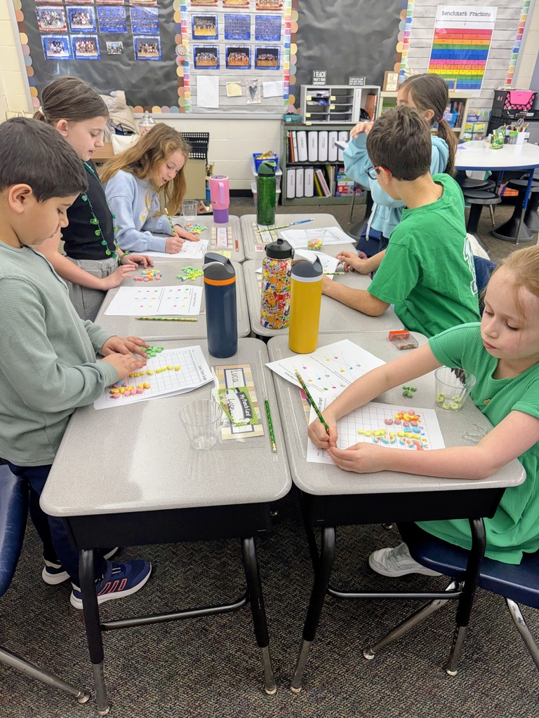 Students from Mrs. Decker's class working on  a St. Patrick's day Math activity!