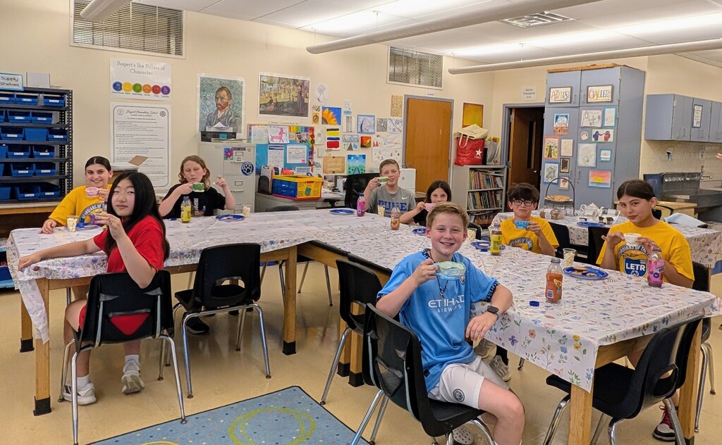 5th Grade students participating in their tea party
