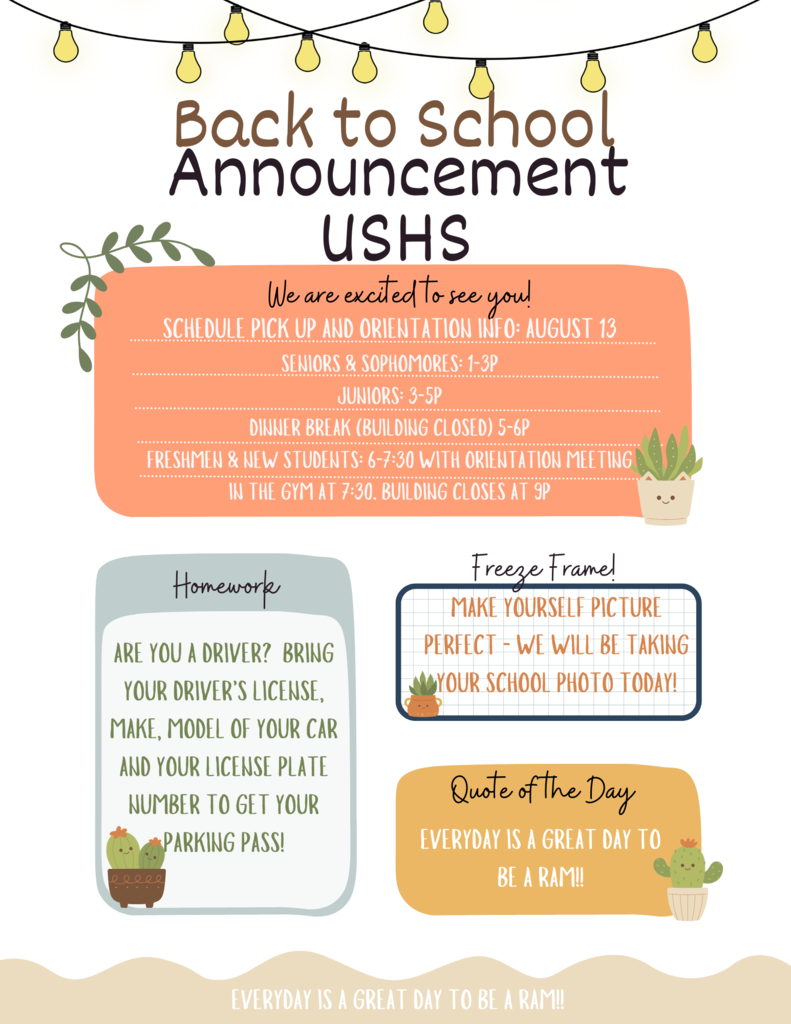 Back to School HS schedule