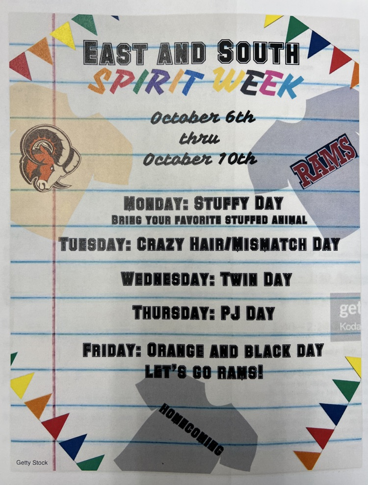 East and South Homecoming Spirit Week!  October 6-10. Go RAMS! 🐏 