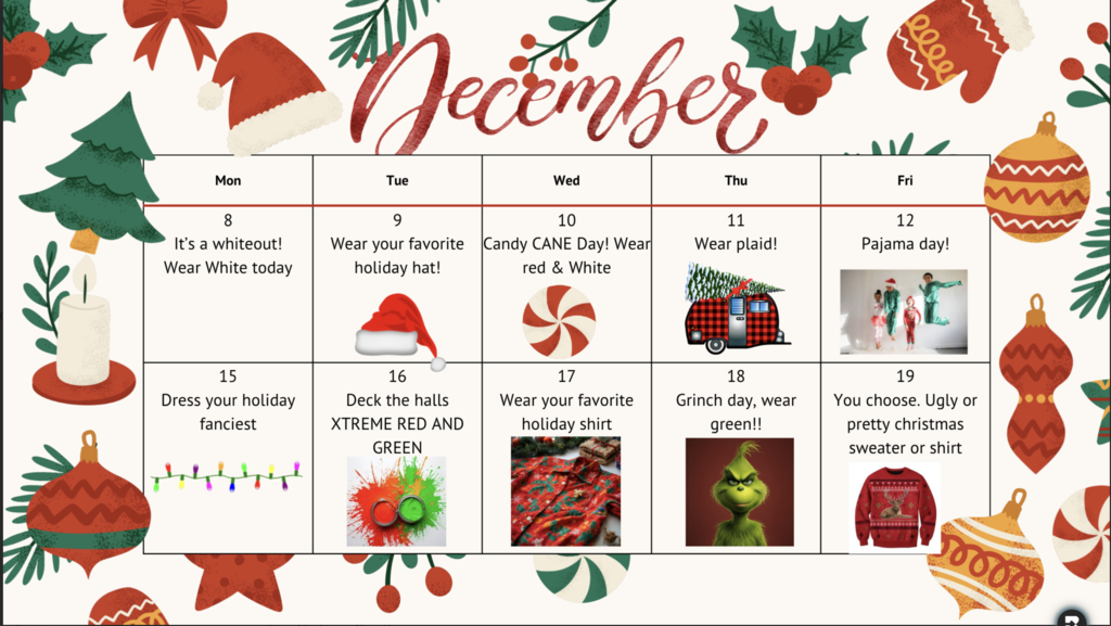 December dress up calendar