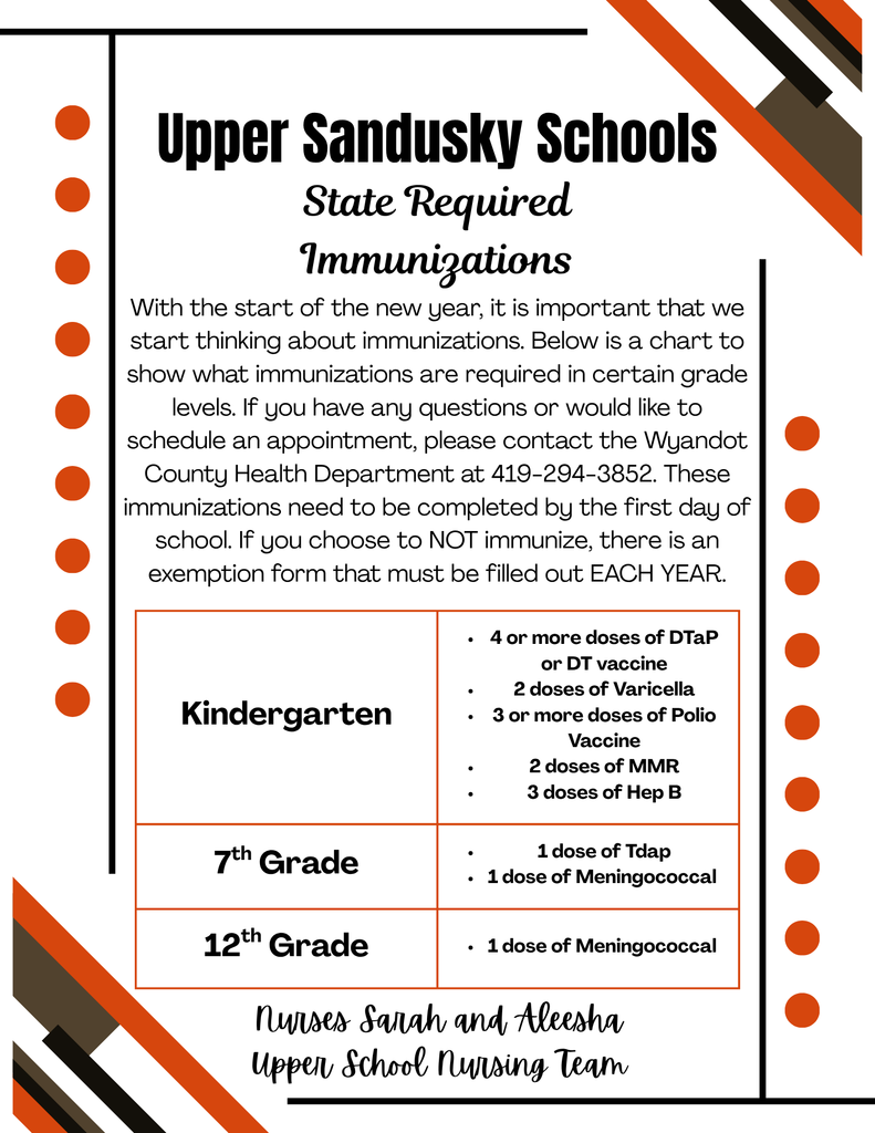 School Immunizations reminder 2026-2027
