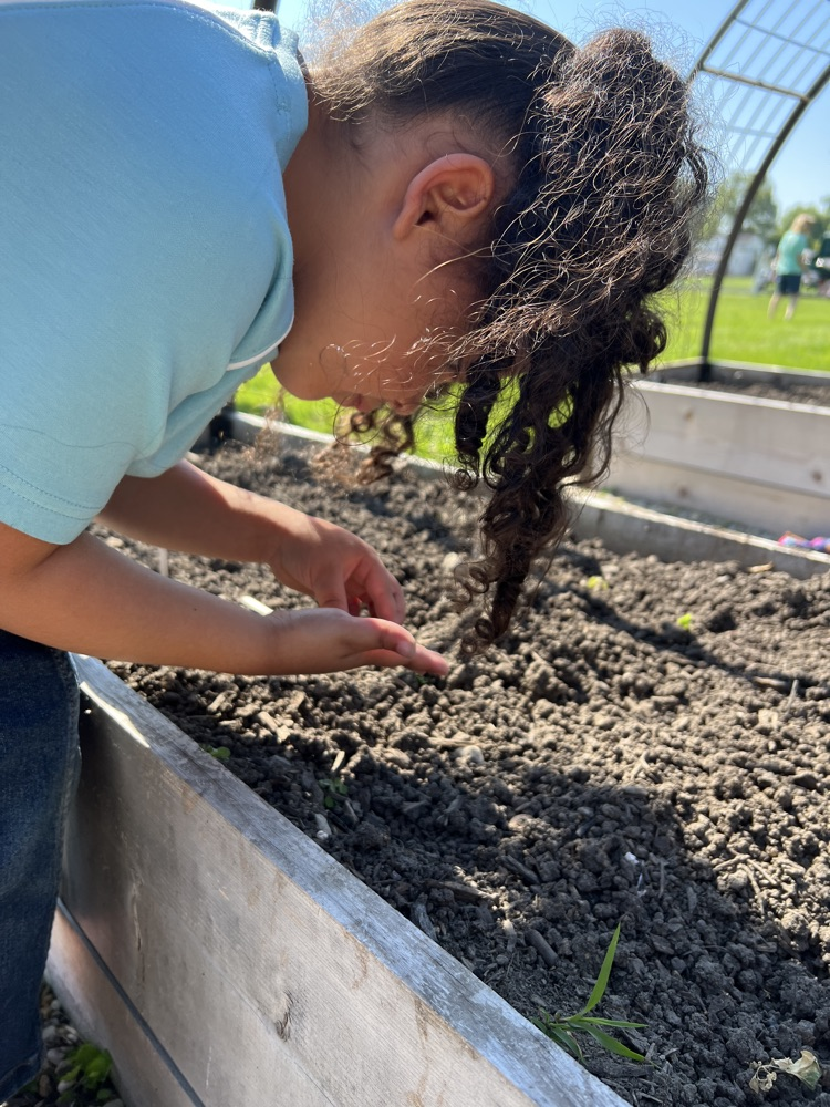 student planting