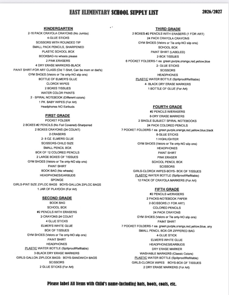 supply list
