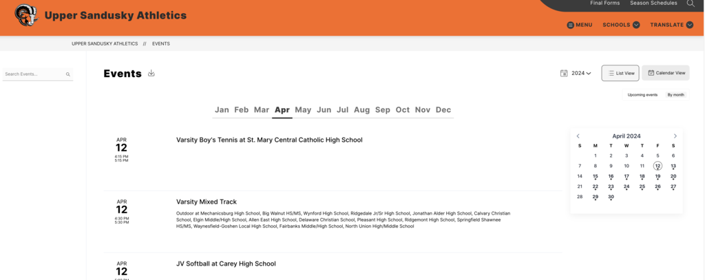 athletic events