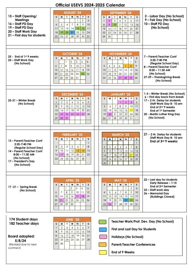 school calendar
