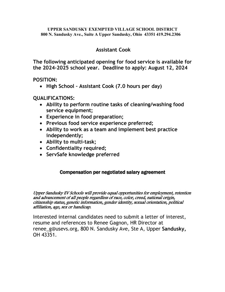 Food Service Posting