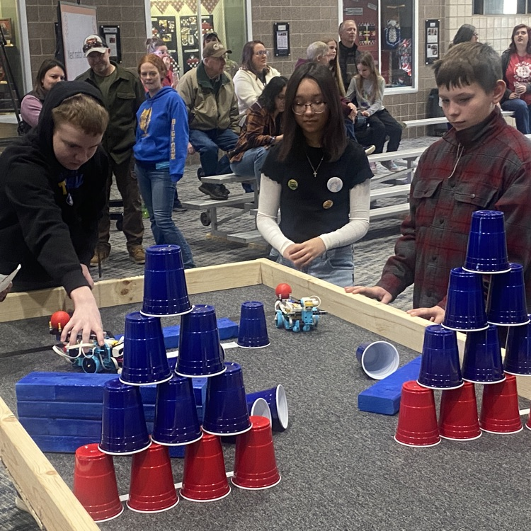 students compete with LEGO