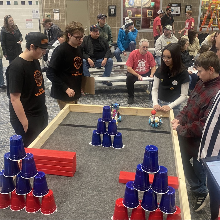 students compete with LEGO