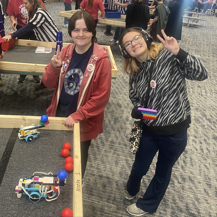 students compete with LEGO