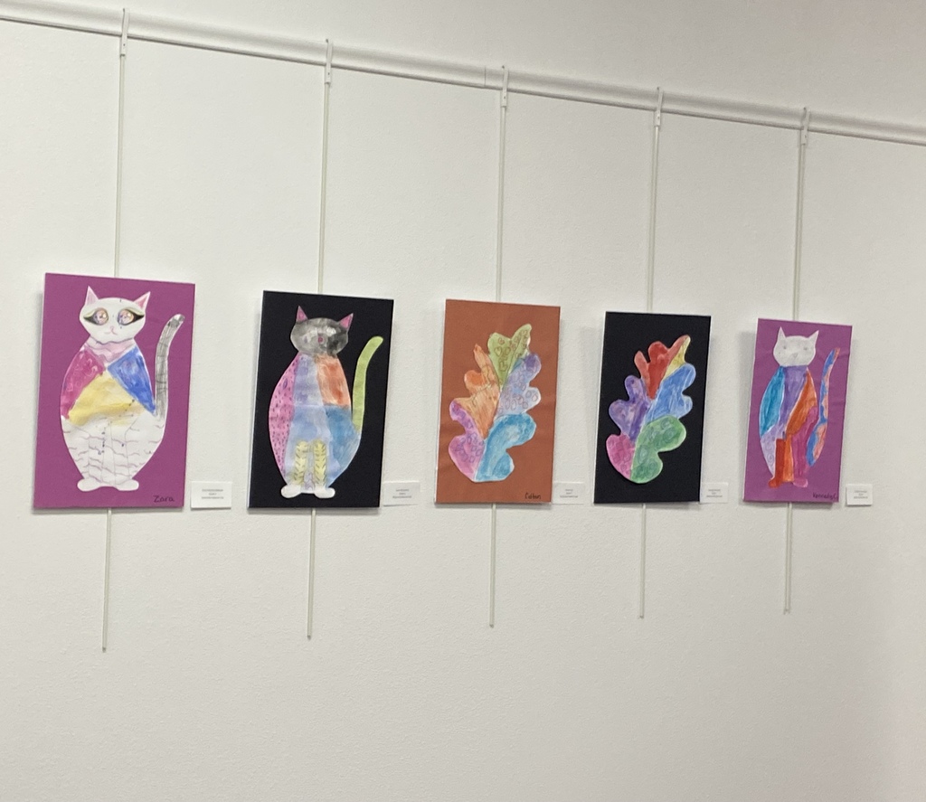 Watercolor paintings by 1st and 3rd grade.