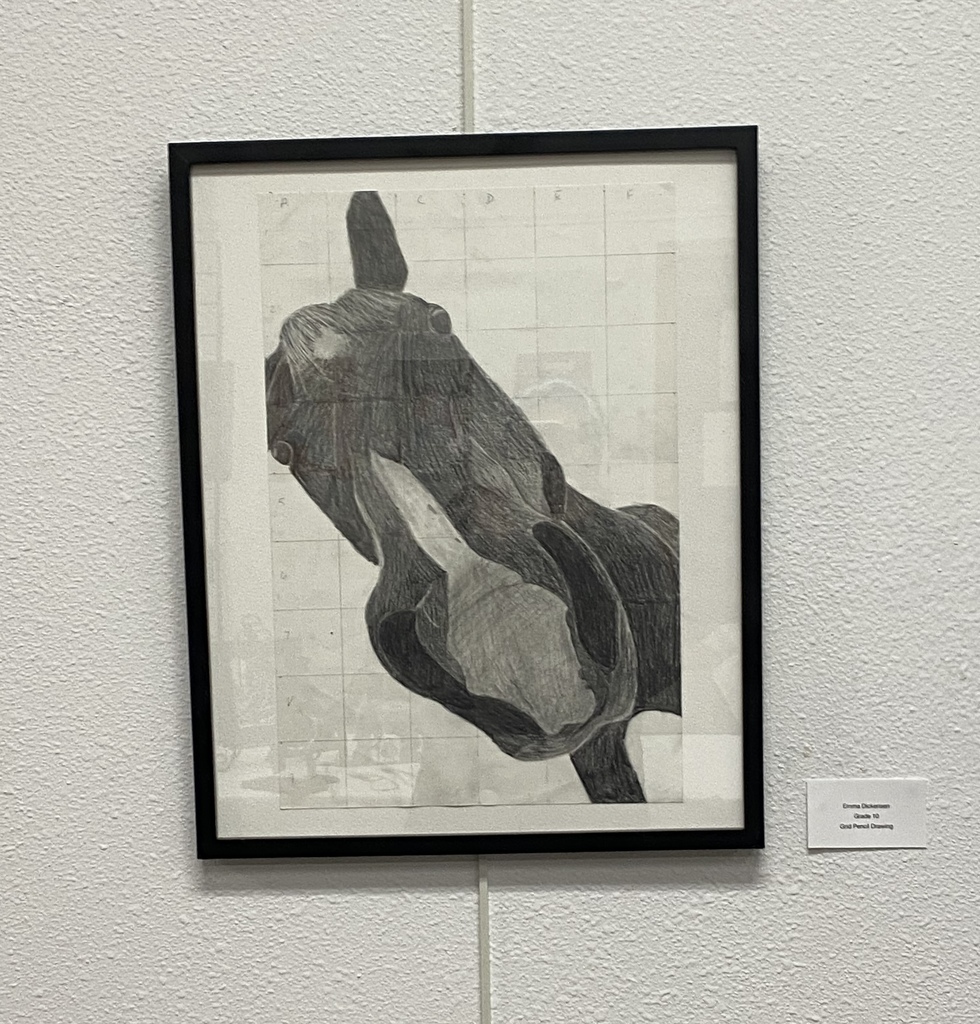 Grid pencil drawing by Emma Dickinson.