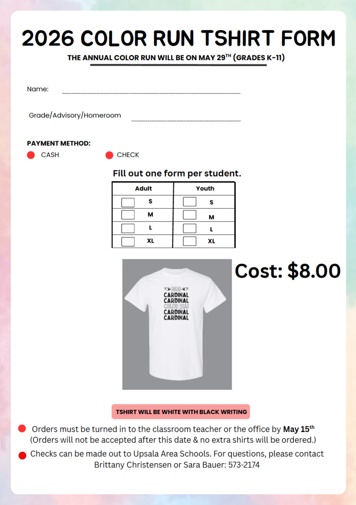 Color Run T-shirt order