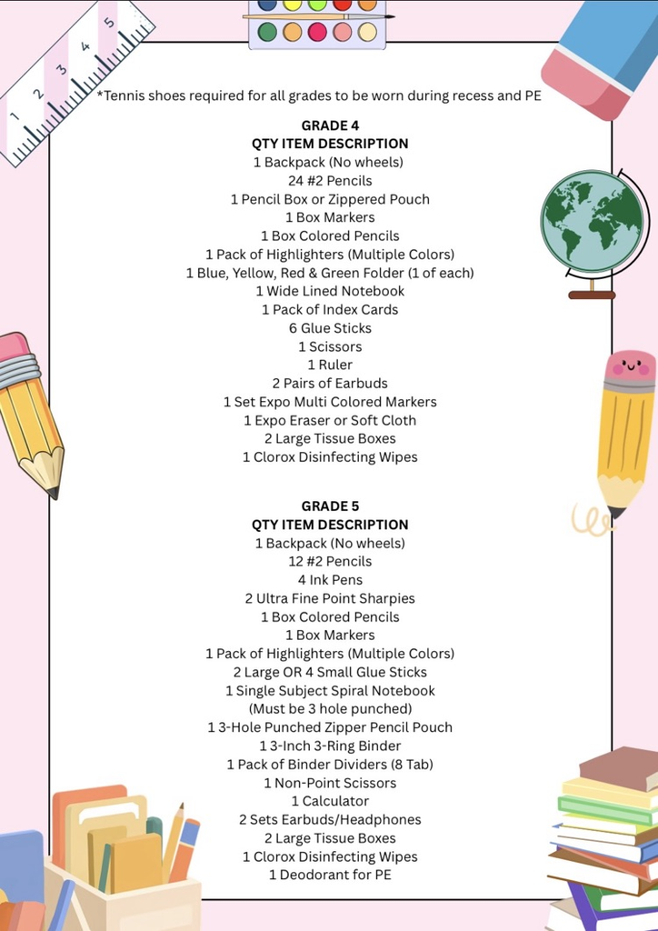 4-5 supply list
